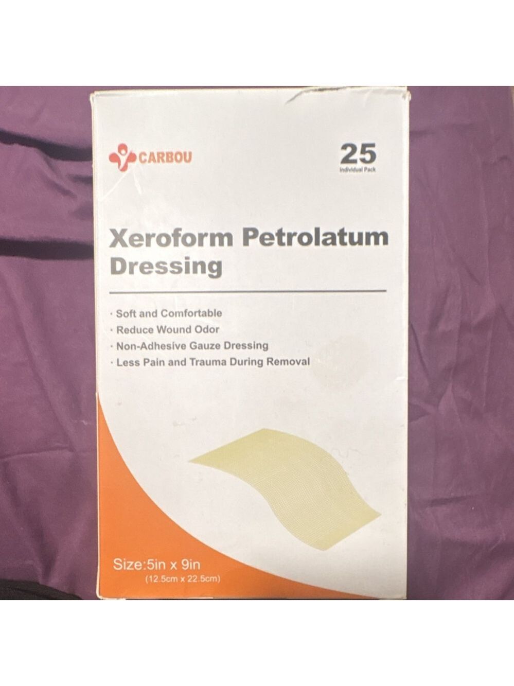 Carbou Xeroform Petrolatum Non-Adhesive Gauze Dressing 17 Pads 5x9in (open box)